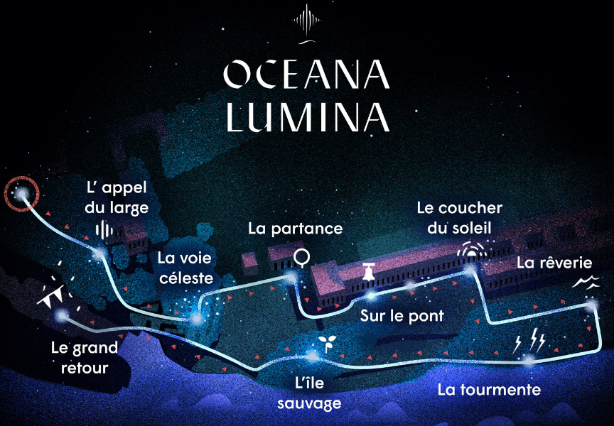 plan du parcours nocturne Oceana Lumina
